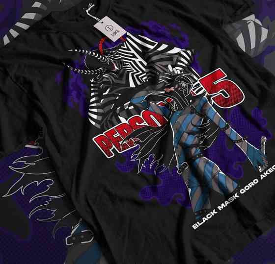 Футболка для хлопчика з аніме принтом Персона Схіртгоро Акекхі Схін оверсайз (зріст від 165 до 180) Чорний AnimeJ0966m Дніпро