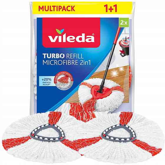 Запасні Насадки круглі з мікрофібри 2 шт моделі швабри 163422 Vileda "Turbo 2в1" Нововолинськ