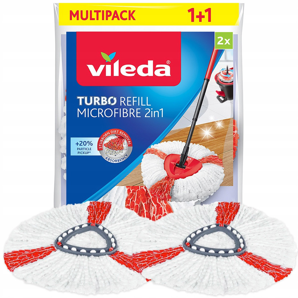 Запасні Насадки круглі з мікрофібри 2 шт моделі швабри 163422 Vileda "Turbo 2в1" Нововолинськ - фото 2