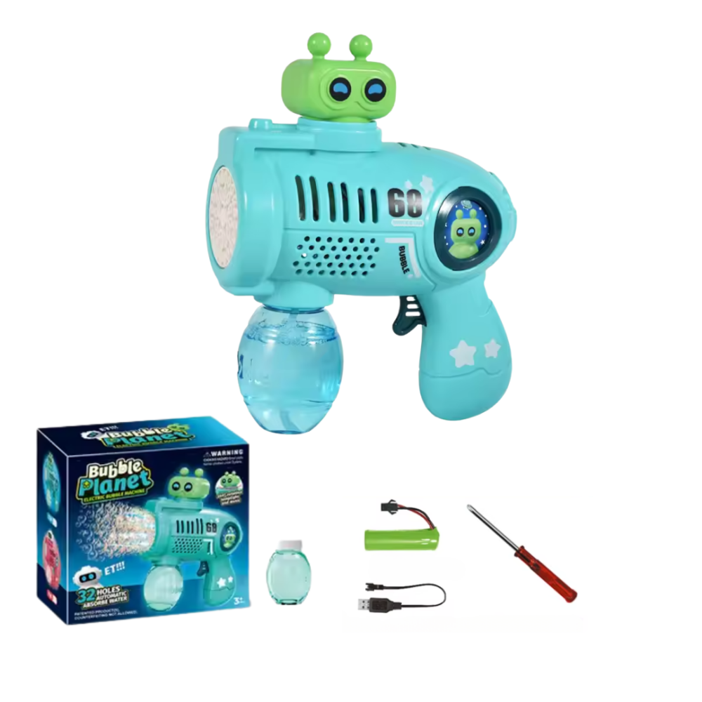 Генератор мыльных пузырей, пистолет с LED-подсветкой на аккумуляторе для мыльных пузырей для детей, голубой Каменец-Подольский - изображение 5