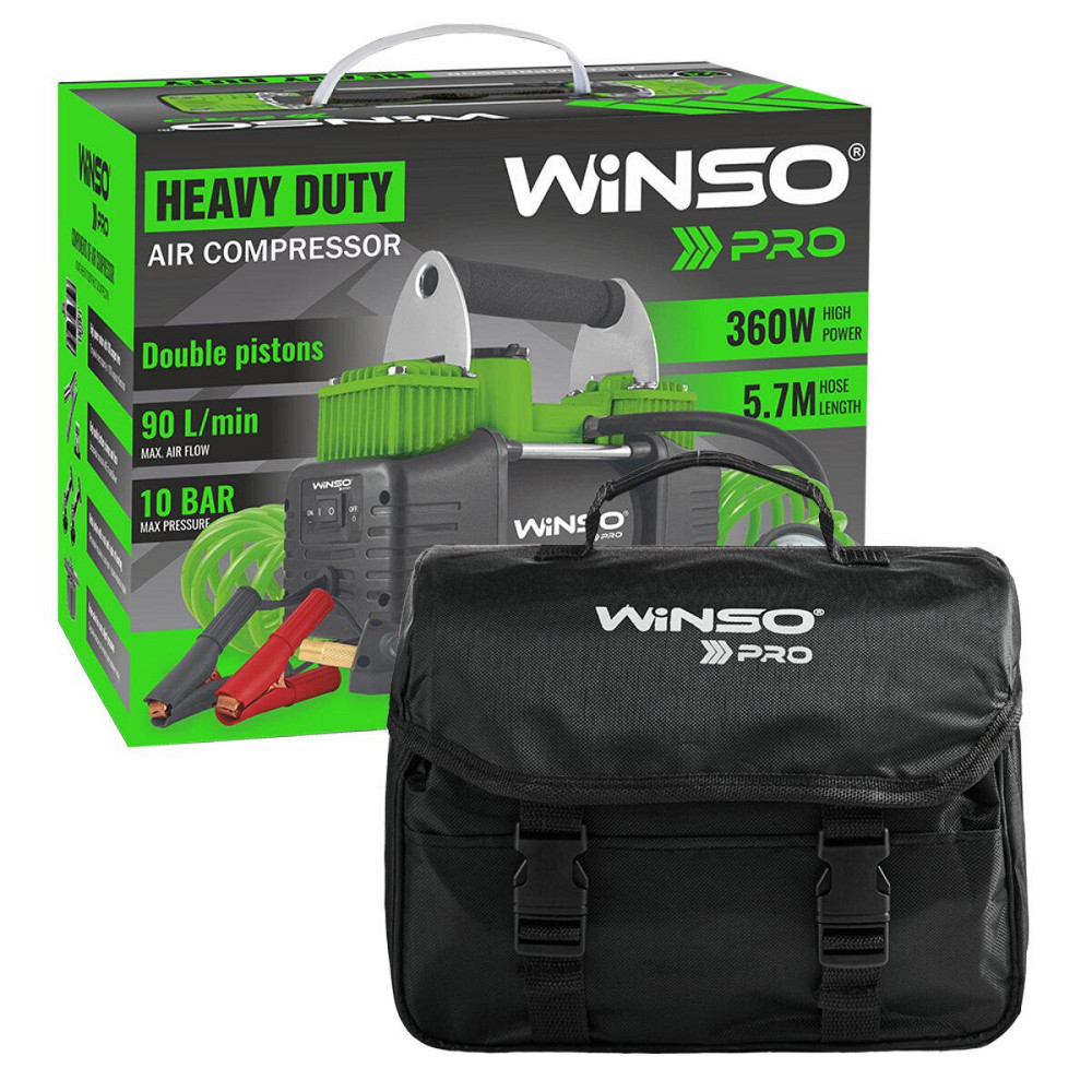 Компрессор автомобильный Winso Pro Heavy Duty 12В, 10 Атм, 90 л/мин с зажимами АКБ 136000 Киев - изображение 6