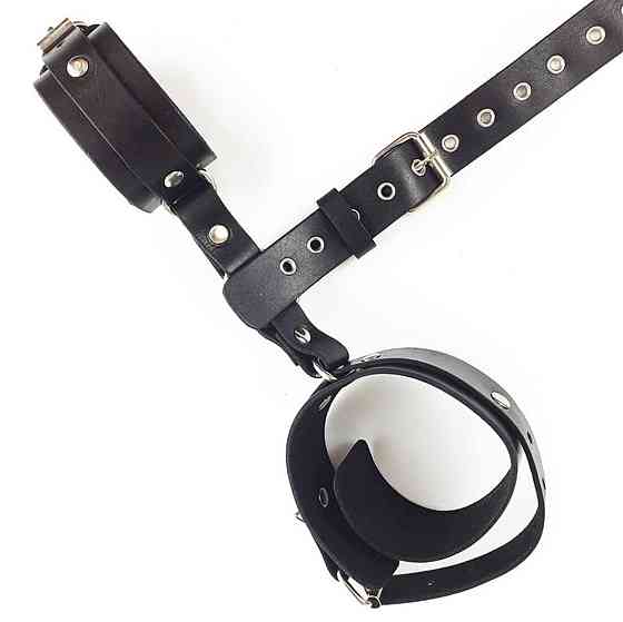 Фіксатори для шиї та рук Art of Sex - Bondage Set з натуральної шкіри, колір чорний Sex Aura Київ