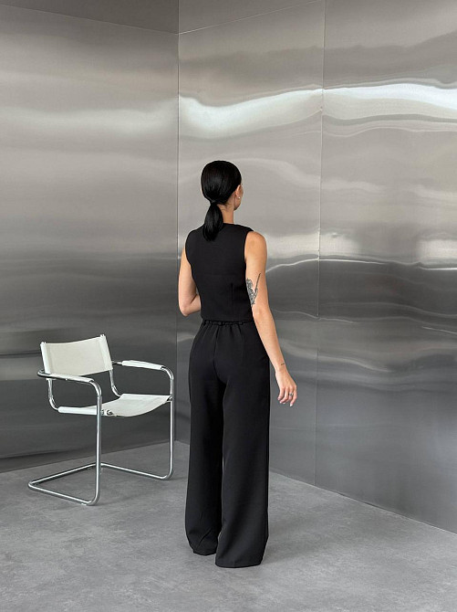 Жіночий класичний брючний костюм-двійка: жилет і штани костюмка Чорний, 42/44 Одеса - фото 3