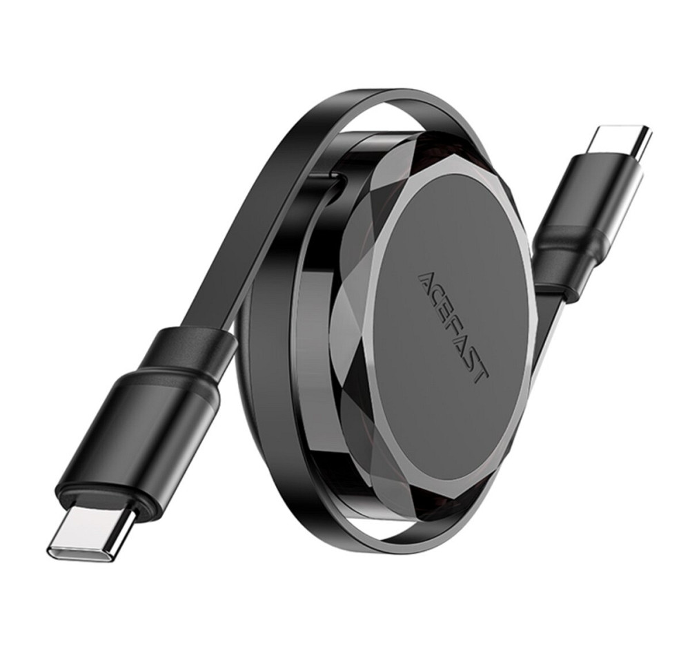 Кабель ACEFAST C13-03 USB-C to USB-C dual retraction charging data cable Black (6974316280132) Київ - фото 1