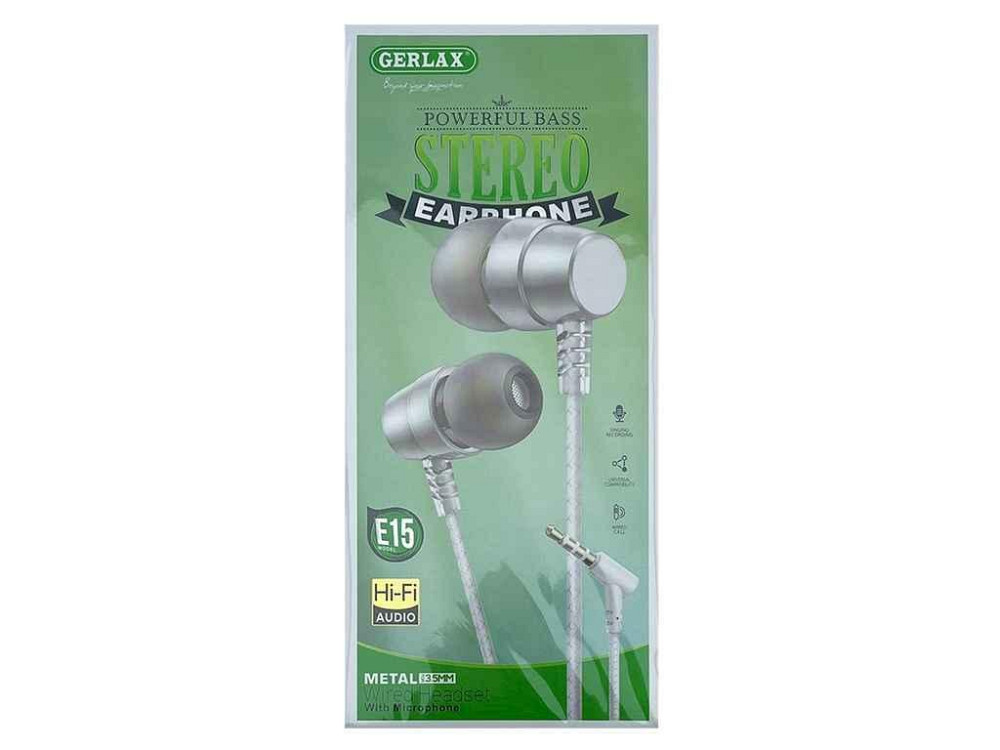 Наушники Hands Free E15 metall белый, угловой коннектор ТМ Gerlax   Solmir Solmir Solmir Київ - фото 1