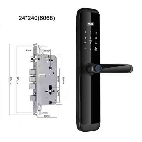 Смарт замок кодовий розумний дверний KHS-X06 з відбитком пальця і ключ-картою, чорний Кам'янець-Подільський