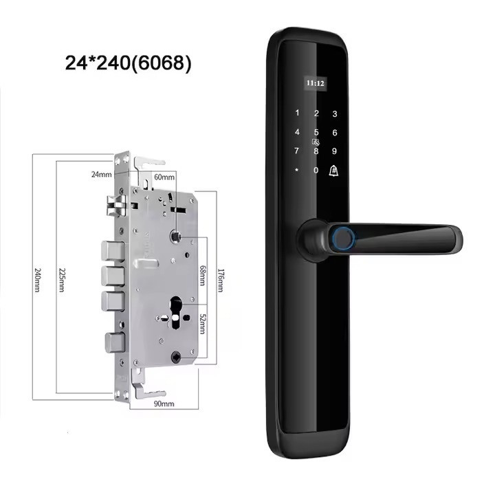 Смарт замок кодовий розумний дверний KHS-X06 з відбитком пальця і ключ-картою, чорний Кам'янець-Подільський - фото 4