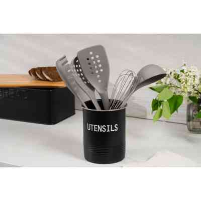 Аксесуар кухонний Ardesto Підставка для кухонного приладдя Midori 12х15.5см, метал, чорний (AR0915B) Вінниця