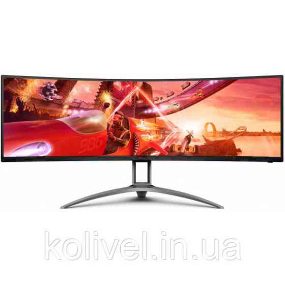 TFT 48.8" AOC AGON AG493QCX, Dual-FHD, VA, 144Гц, вигнутий, HDMIx2, DP, USB-hub, HAS, колонки, чорн. Київ