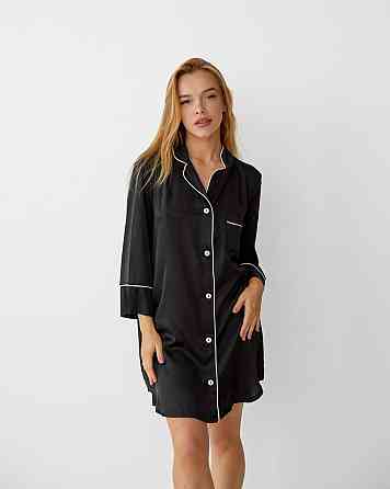 Жіноча нічна сорочка подовжена шовкова Чорний M Харків