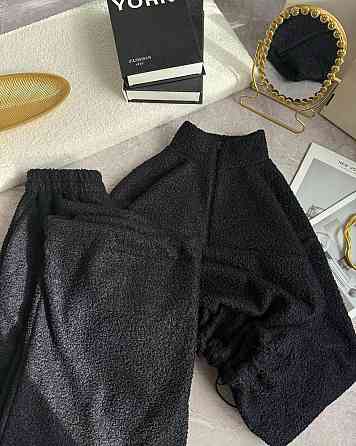 Жіночий теплий повсякденний костюм-двійка баранчик на велюрі Чорний Одеса