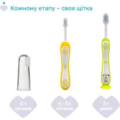 Дитяча зубна щітка Chicco 3-6 років, 2 шт. жовтий/блакитна (8058664174751) (12084.11) Вінниця