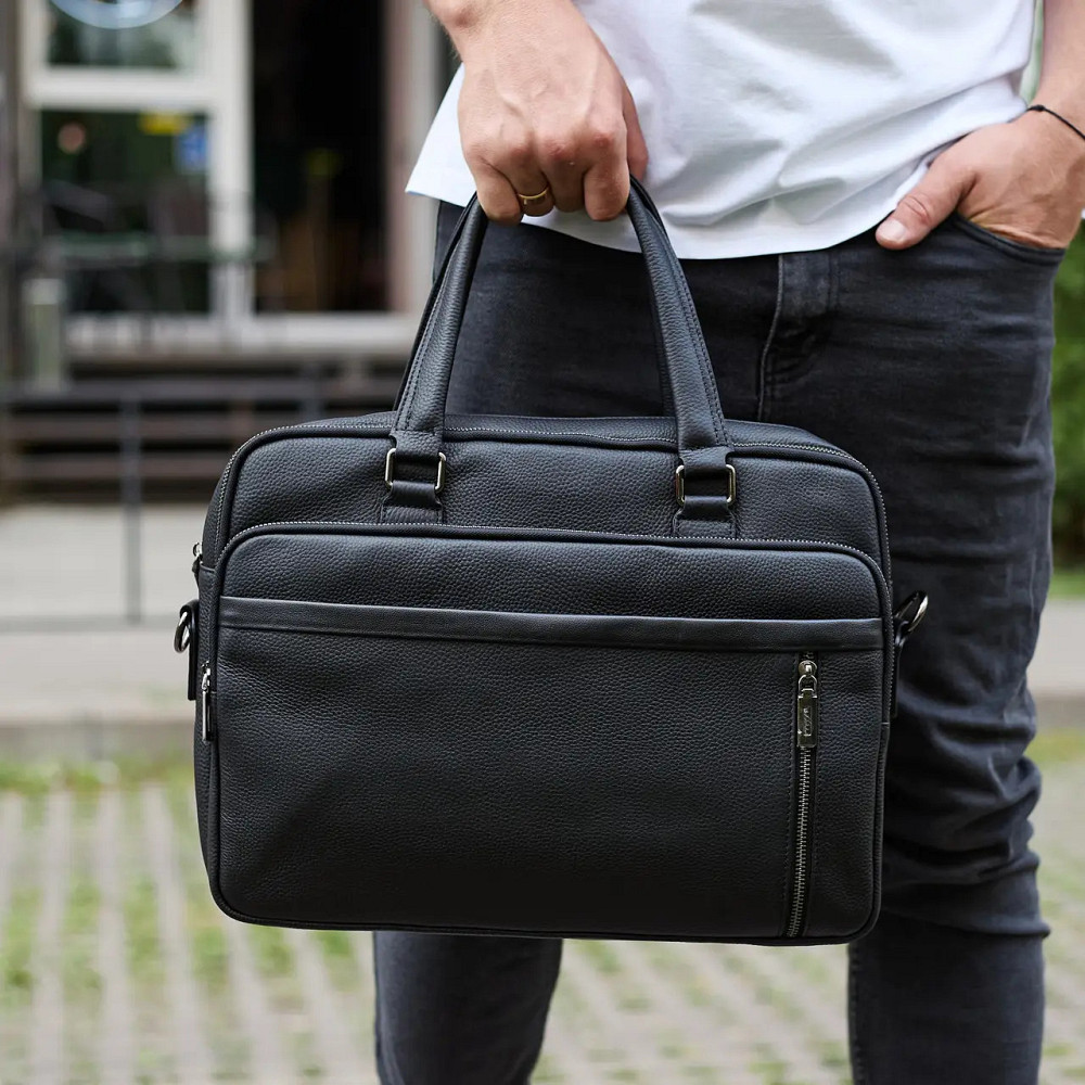 Деловая мужская кожаная сумка портфель для ноутбука и документов Горизонтальная кожаная мужская сумка портфель Киев - изображение 4