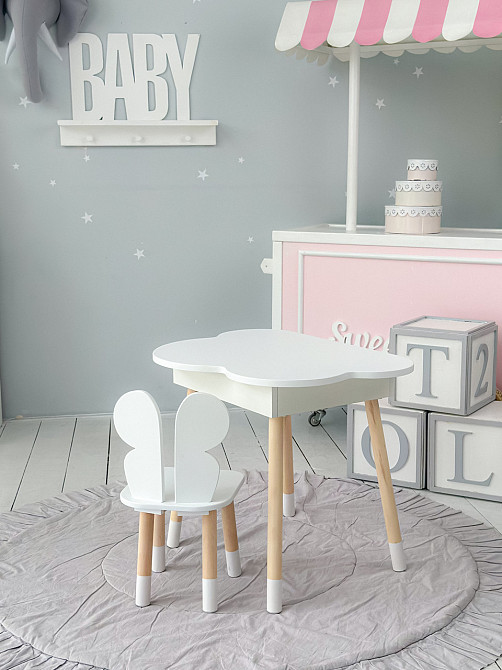 Новинка! Стол тучка с нишей и стульчик бабочка белые 27603 Киев - изображение 10