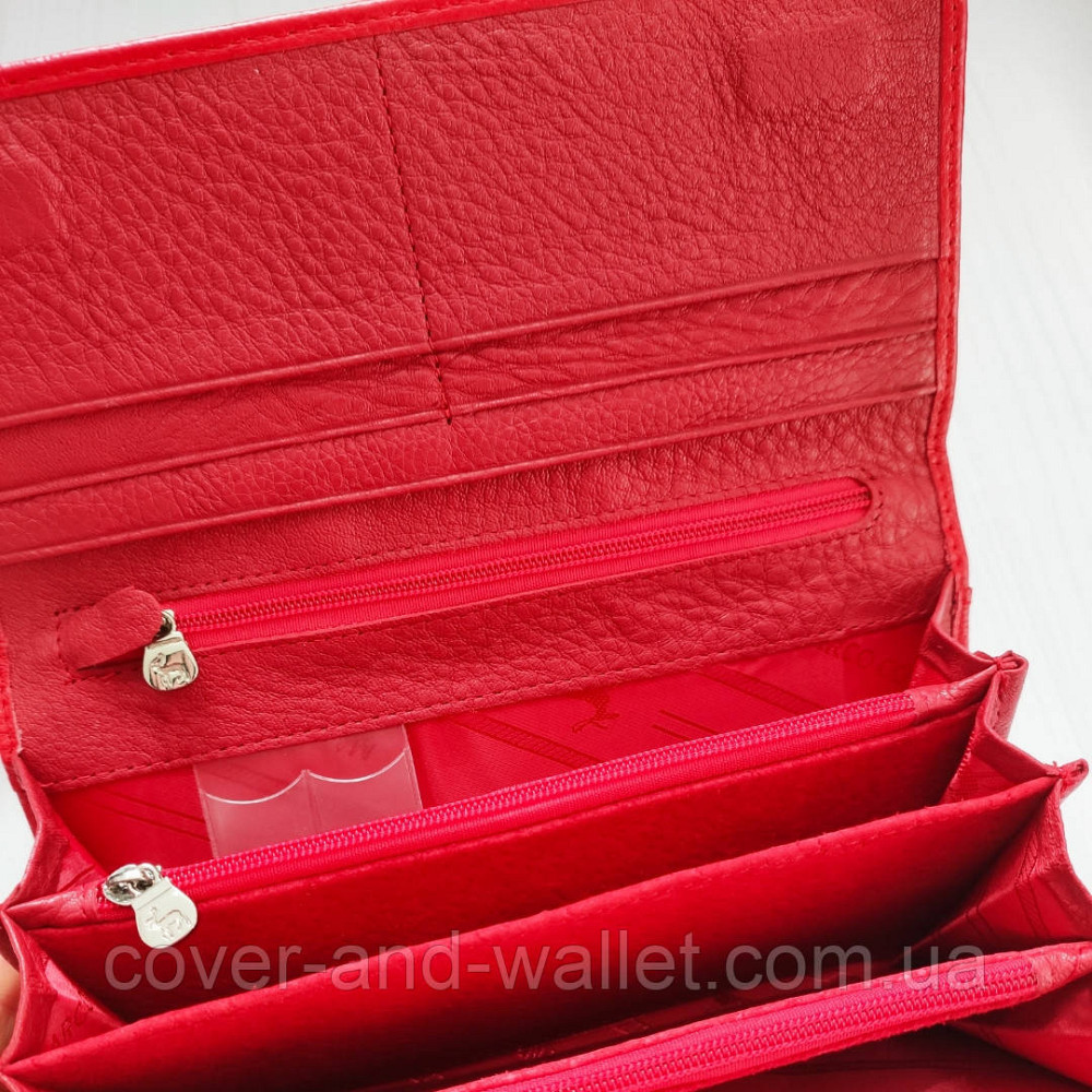 Жіночий якісний шкіряний гаманець на магнітах червоного кольору Marco Coverna Київ - фото 7