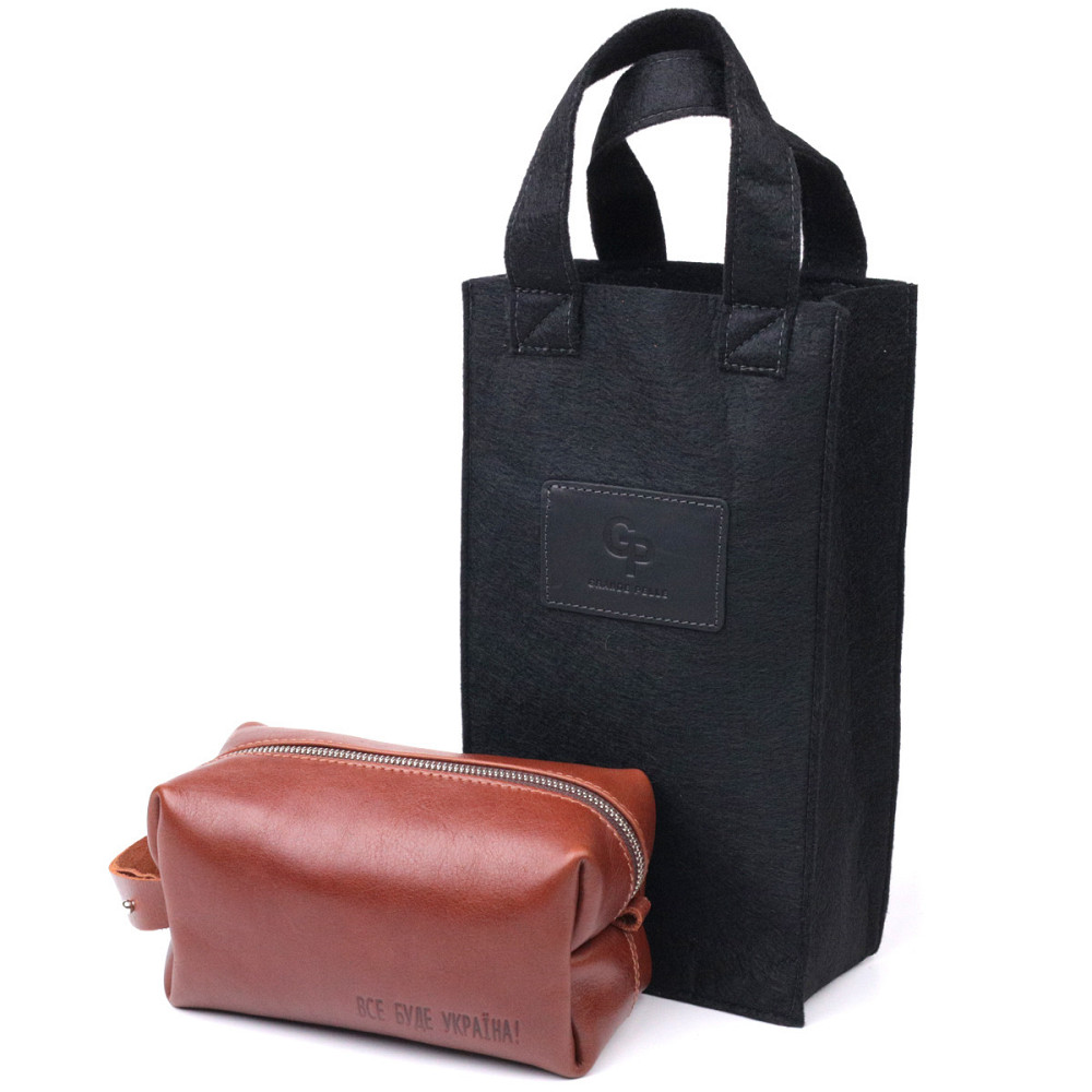 Чоловічий несесер середнього розміру з гладкої шкіри на блискавці Україна GRANDE PELLE 16766 Світло-коричневий Київ - фото 10