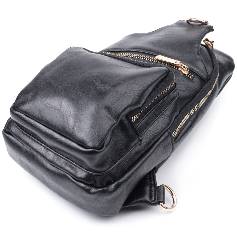 Практична жіноча слінг сумка через плече з екошкіри Vintage 22754 Чорний Київ - фото 6