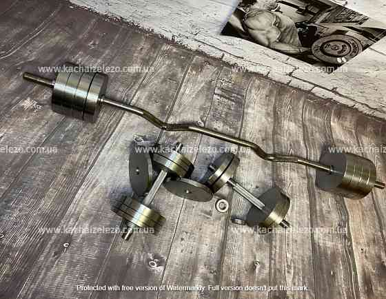 Штанга W-подібна + Гантелі металеві 2 по 20 кг Набір 46 кг Гантелі, гирі, штанги та диски набірні Київ