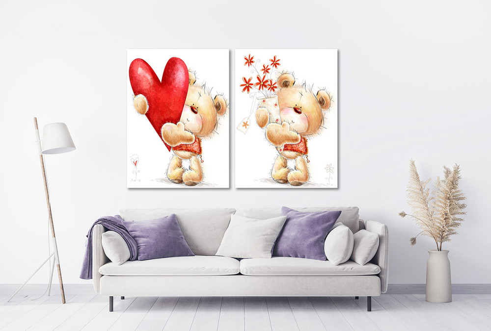 Модульная картина в гостиную / спальню  Ведмедики кохання  TLV-2_031 90x132  см Киев - изображение 2
