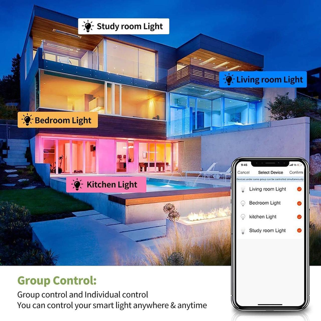 Розумна RGB лампочка AISIRER WiFi 10Вт, Е27, 2 шт Луцьк - фото 3