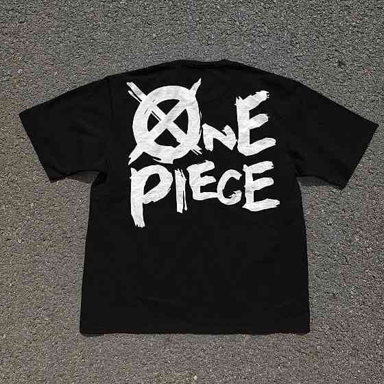 Футболка чоловіча з принтом аніме Ван Піс Схіп Греат Ваве оверсайз (S/M/L) Черний Дніпро