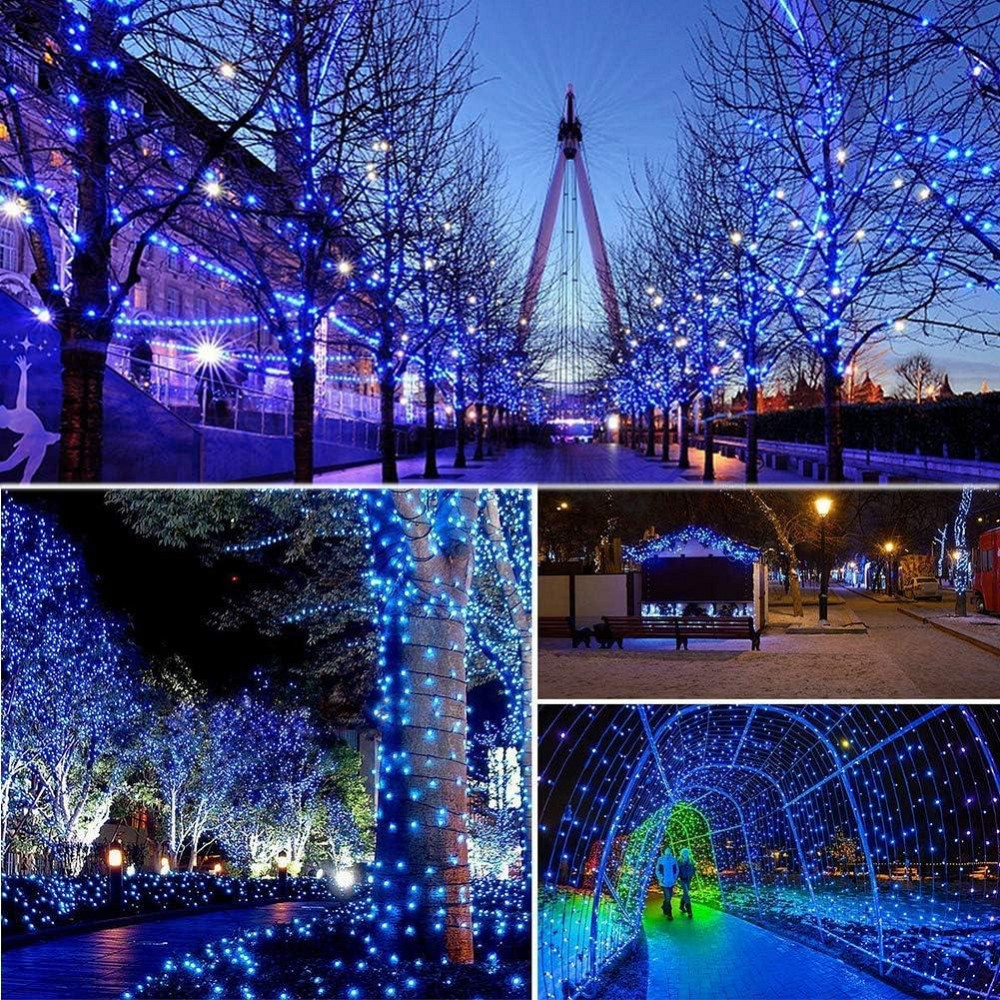 Світлодіодна гірлянда Epesl 220 LED, 25 м, синій колір, 8 режимів, вулична та інтер'єрна, для декору ялинки, свята та дому Київ - фото 19