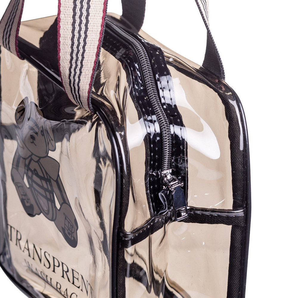 Прозора жіноча косметичка для дому 22×9×17 (см) дорожня косметичка в сумку для косметики, макіяжу, ліків, пензлів HP-16-4K Київ - фото 4