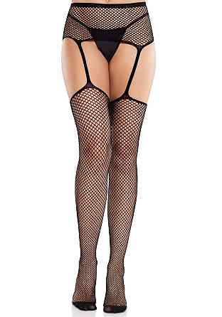 Колготки-чулки Leg Avenue Backseam Net Stockings with Garter Belt One Size Black Sex Aura Киев