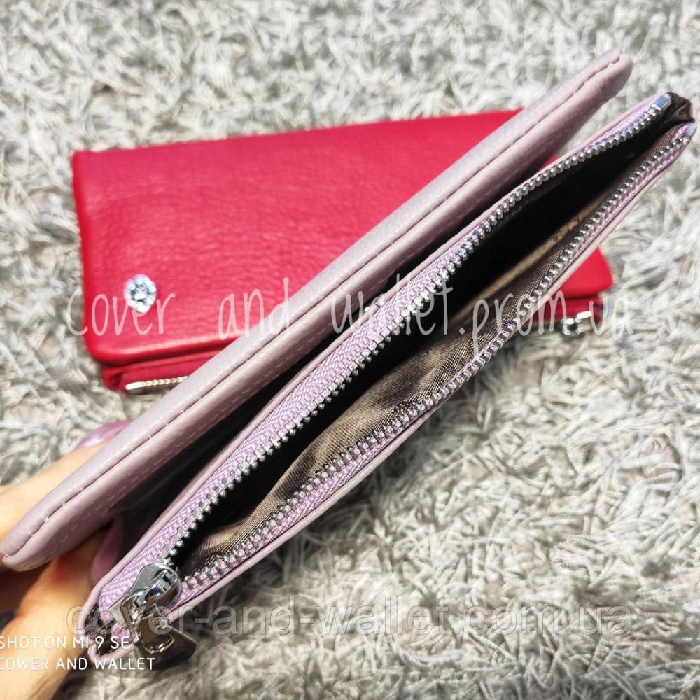 Тонкий пудровий жіночий гаманець купюрник із шкіри ST 009 Київ - фото 6