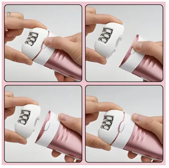 Епілятор RAF R40004 акумуляторний 4в1 з насадками, USB зарядка, для тіла та обличчя, біло-рожевий Одеса