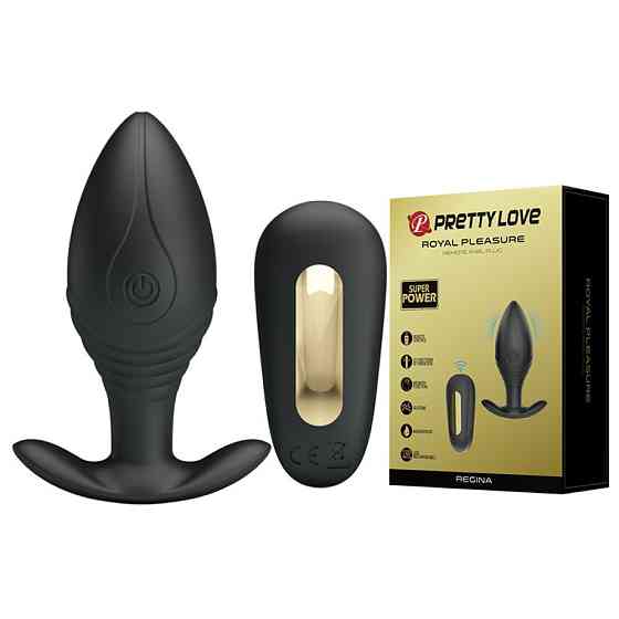 Анальний вібратор Pretty Love Regina з пультом, чорний, 8,8 × 3,4 см Sex Aura Київ