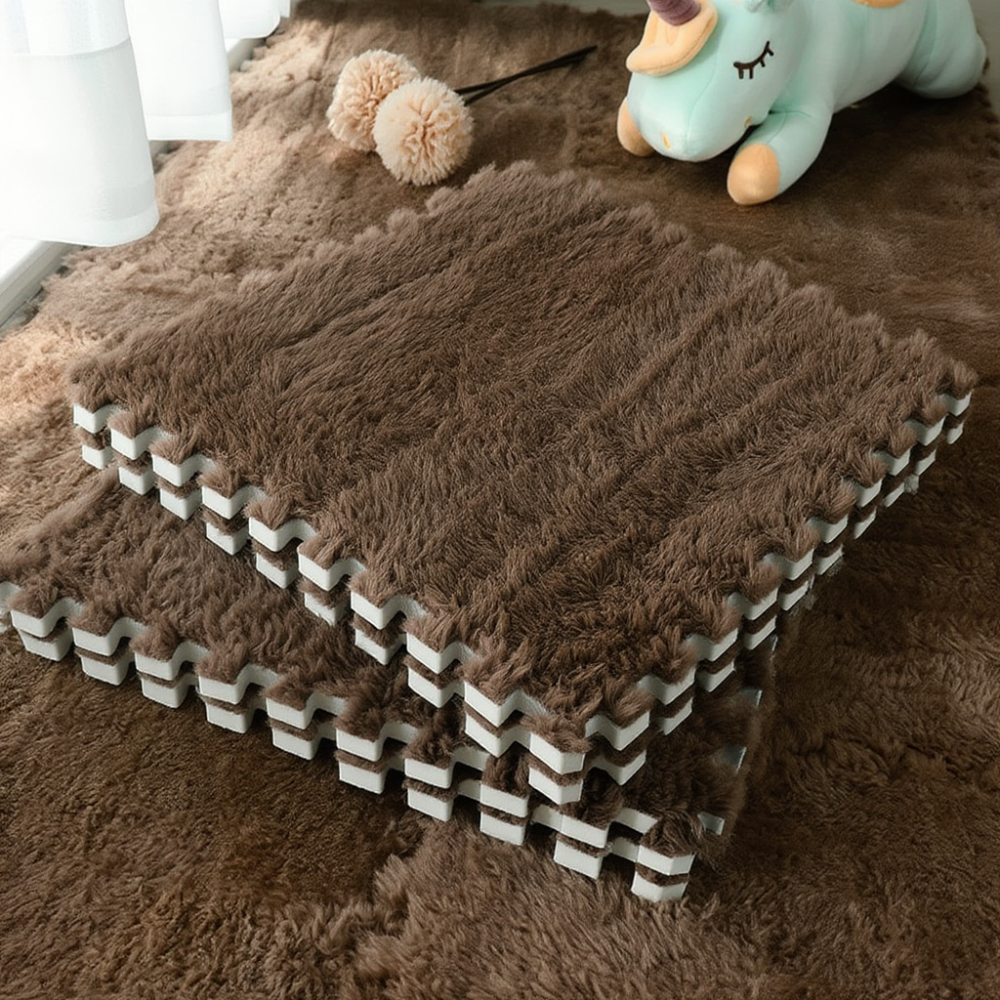 Пазл килимок м'який термокилим плюшевий 30х30см, тепла підлога, термоковрик дитячий для дому, в дитячу кімнату один колір сoffee Кам'янець-Подільський - фото 3