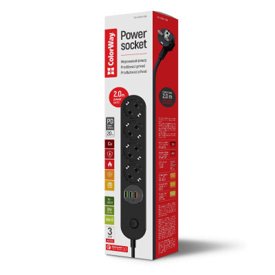 Сетевой фильтр питания ColorWay CW-CHE44PDB, 4 розетки/4USB 2M (CW-CHE44PDB) Винница - изображение 11