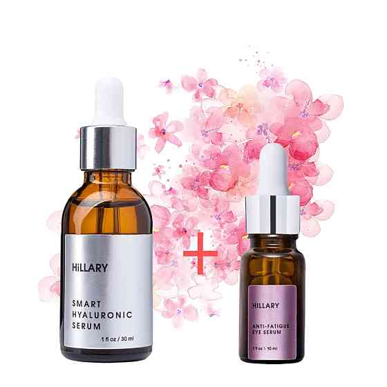 Гіалуронова сироватка Smart Hyaluronic Hillary 30 мл + Відновлююча сироватка навколо очей Anti-fatigue Hillary 10 мл Київ