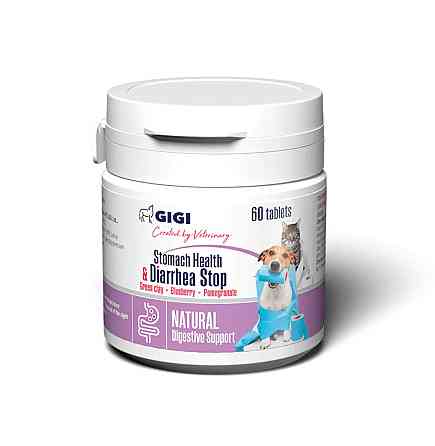 Добавка GIGI Stomach Health & Diarrhea Stop для заспокоєння травної системи та лікування діареї у собак та котів, 60 таблеток Вінниця