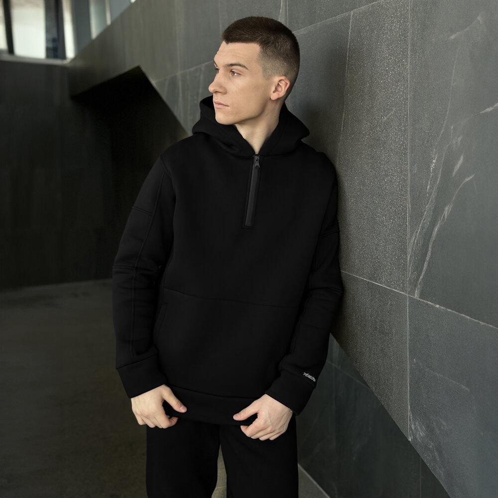 Теплое мужское худи зимнее чёрное Pobedov Concord Киев - изображение 1