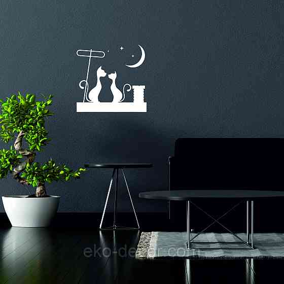 Декоративное настенное 3D Панно «Коты» Декор на стену с объемом 90*90 см, Белый Киев