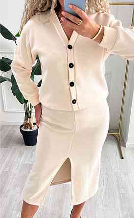 Женский невероятный костюм кардиган+юбка ангора вязка на трикотаже Молочный, 52/54 Одесса