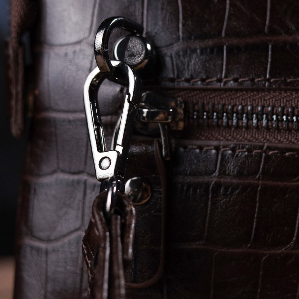 Модный клатч для мужчин из натуральной фактурной кожи CANPELLINI 21552 Коричневый Киев - изображение 1