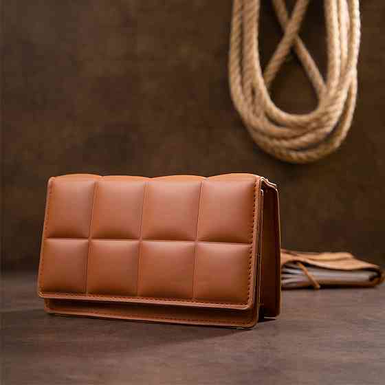 Горизонтальная мягкая сумка из кожзаменителя Vintage sale_14909 Коричневая Киев