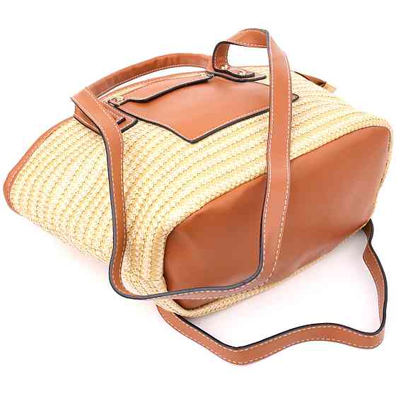 Містка жіноча сумка на літо з якісного текстилю Vintage sale_15137 Коричневий Київ