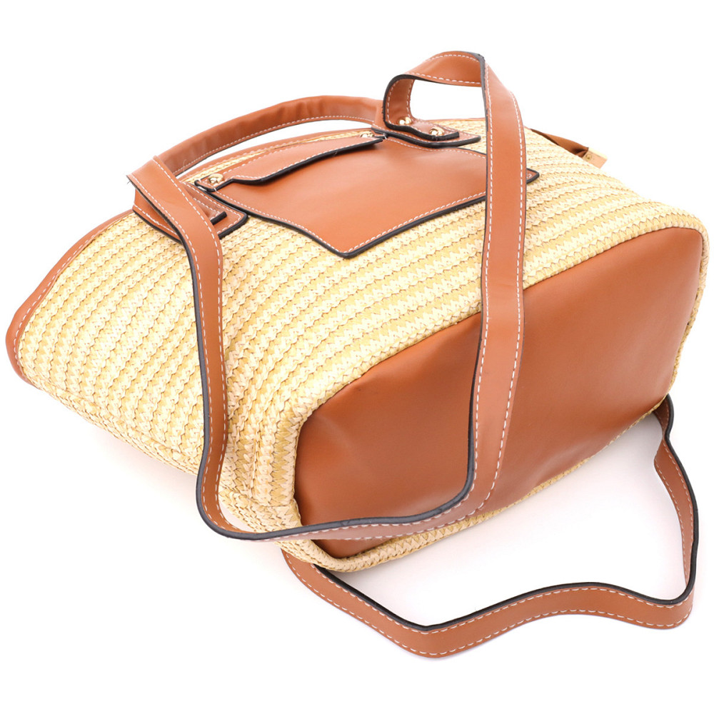 Містка жіноча сумка на літо з якісного текстилю Vintage sale_15137 Коричневий Київ - фото 3