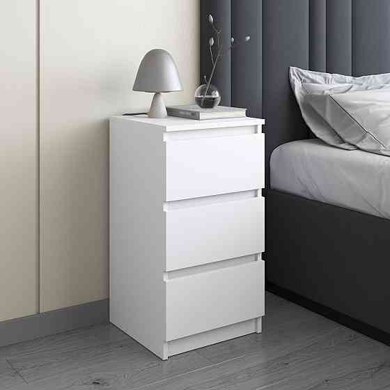 Приліжкова тумба VAYS R-30 Білий, 3 шухляди без ручок, ЛДСП 40×40×76 см - тумба в спальню Львів