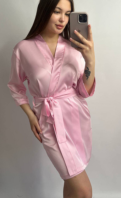 Халат женский шелковый под пояс Зефирный L Харьков - изображение 2