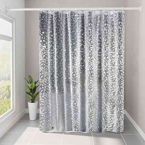 Шторка для ванной комнаты Bathlux 180 x 180 люкс качество с водоотталкивающим покрытием, Прозрачная с узором Каменец-Подольский