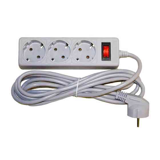 Сетевой фильтр с заземлением 3 гнезда, 3 м, серый Днепр