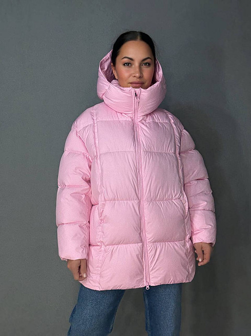 Куртка женская Lady Yep 10036 парка пуфер оверсайз с капюшоном розовая, розовый, 42 Киев - изображение 16