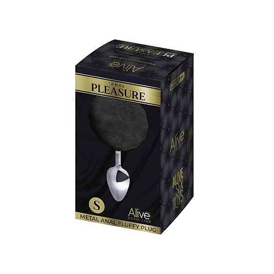 Металева анальна пробка Кролячий хвостик Alive Fluffy Plug S Black, діаметр 2,8 см Sex Aura Київ