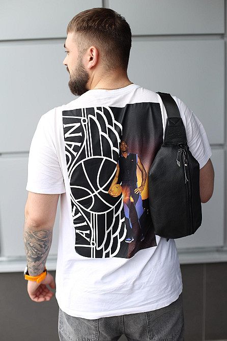 Бананка із натуральної шкіри, шкіряна сумка на пояс SKILL Taller (Чорна) Суми - фото 3