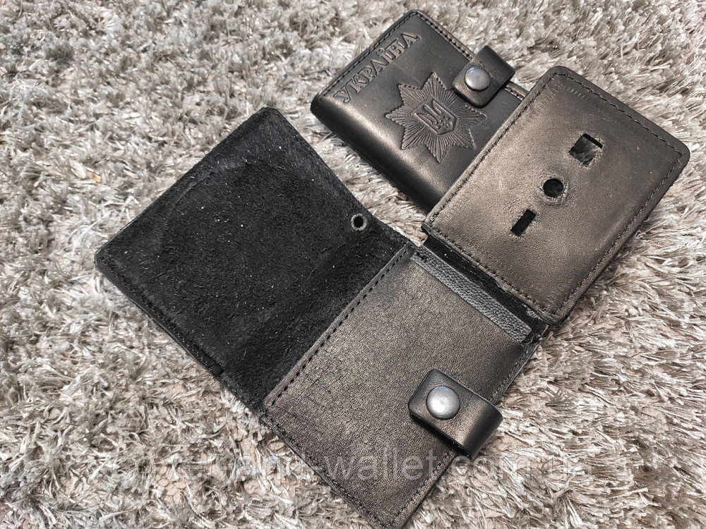 Обложка кожаная "Національна поліція"на кнопке под жетон Київ - фото 4